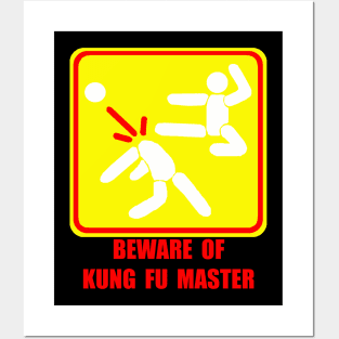 Beware Of Kung Fu Master Yellow Posters and Art